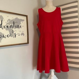 Agnes & Dora Red Ribbed Sleeveless Pocketed Skater Dress Size 3X-Large
